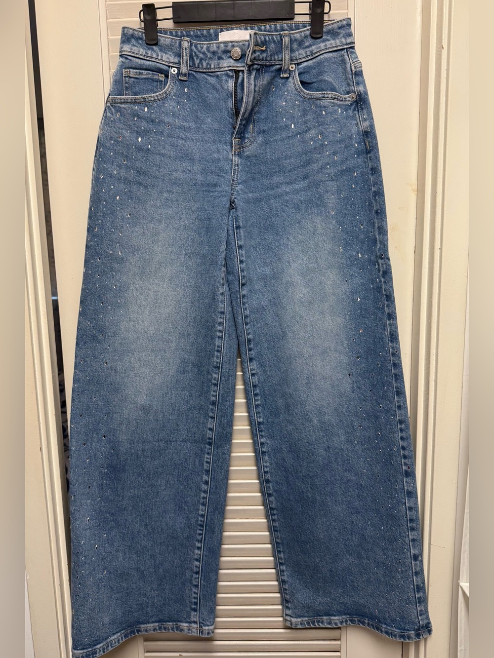 VS Pink Blue Wide-Leg Embellished Women's Jeans